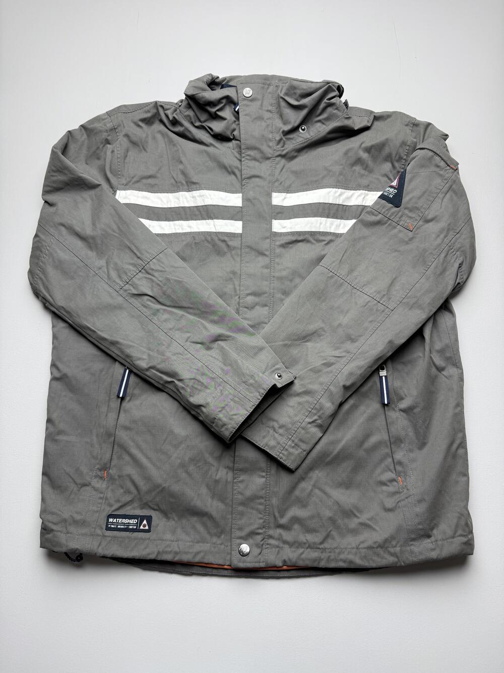 Boston Harbour Jacket Mens Medium Gray Hooded Windbreaker Full Zip Lined Ski